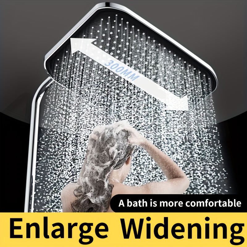 Black and Silver Square Shower Head with Fixed Spray for Bathroom