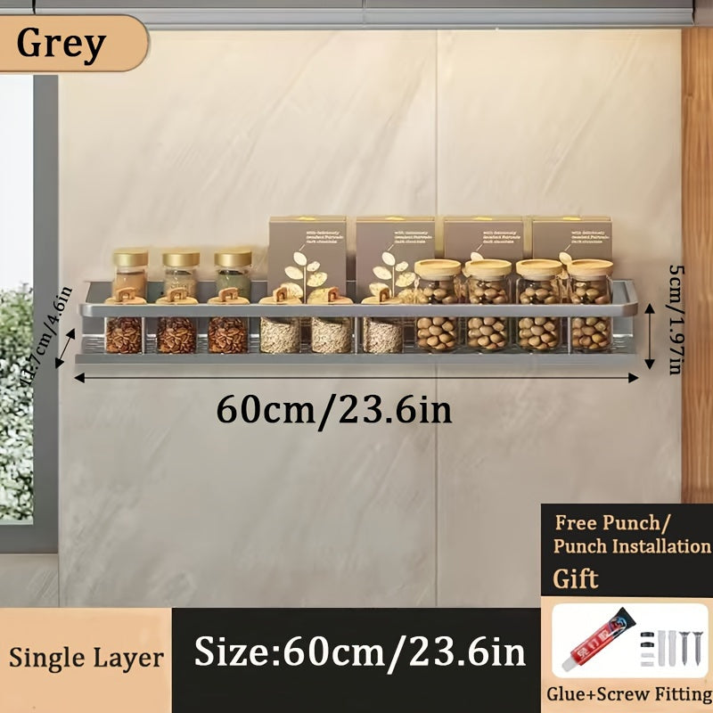 Estante de almacenamiento para especias de montaje en pared, estante para cocina y baño sin perforaciones