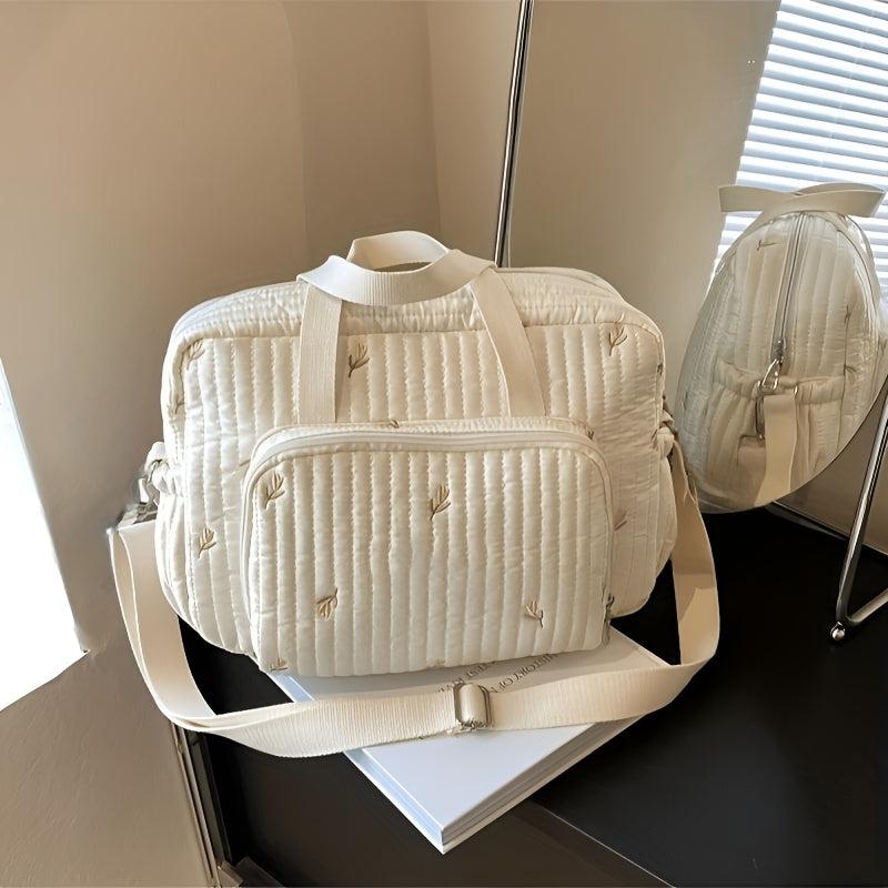 Diaper Bag for Moms with Quilted Animal Print and Insulated Compartments