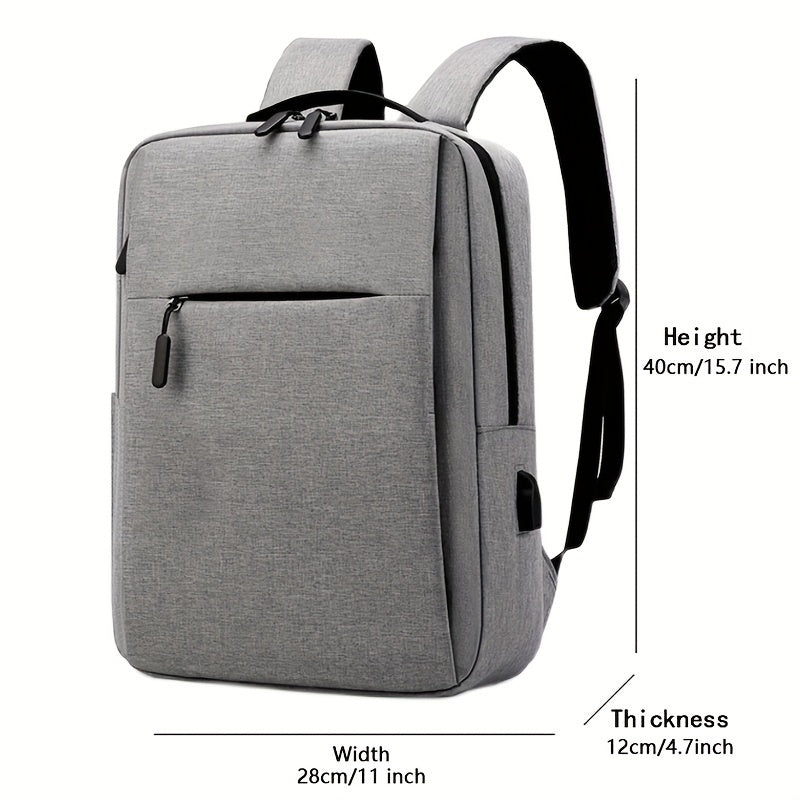 Lightweight Business Laptop Backpack with USB Charging Port Zipper Closure for Travel and Students Black
