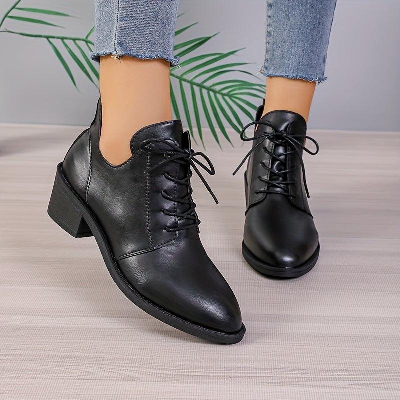 Women's Ankle Boots 2024 Solid Color Block Heel Casual Western with Hidden Height