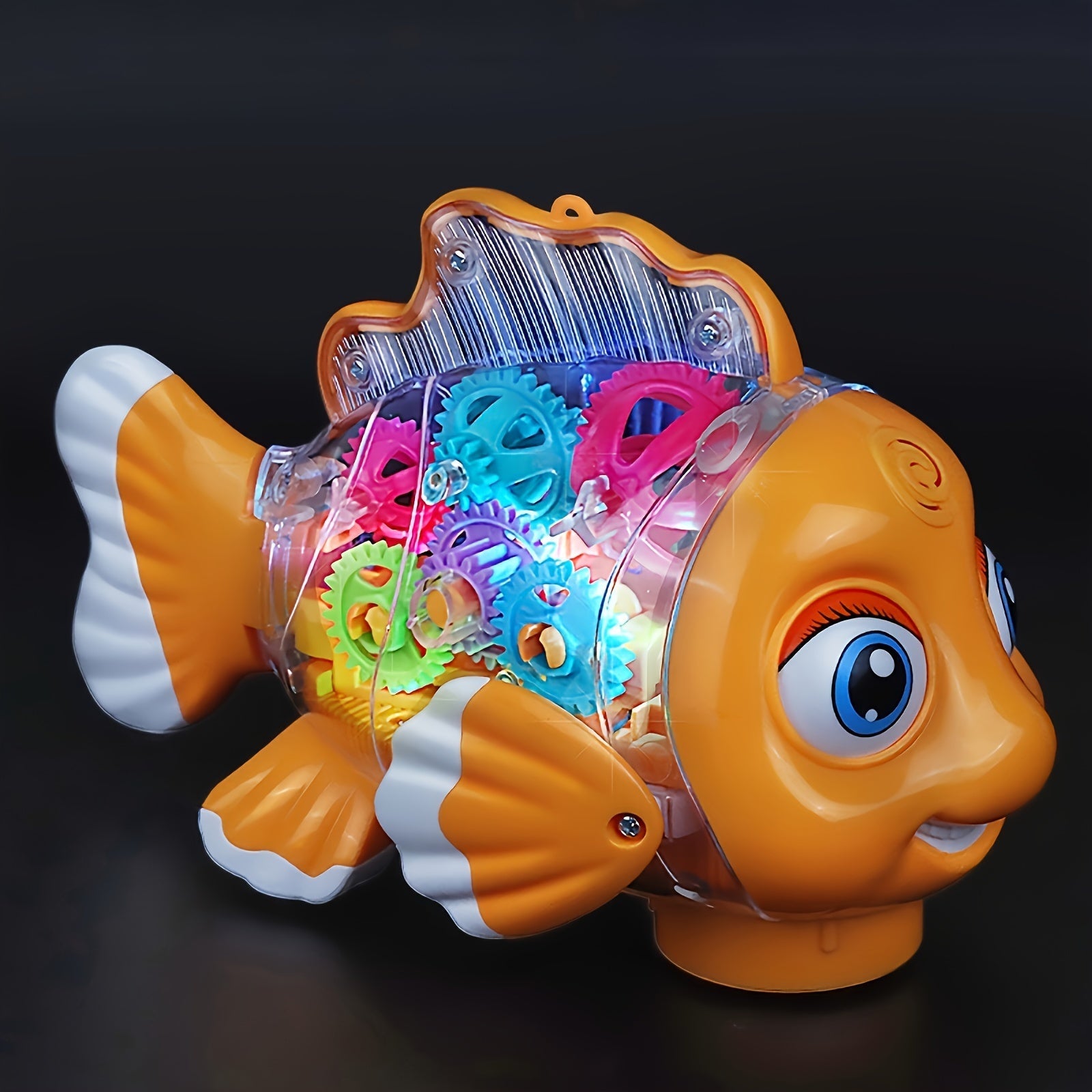 Kids' Clown Fish Swing Toy Light-Up Musical Transparent Swimming Fish for Children