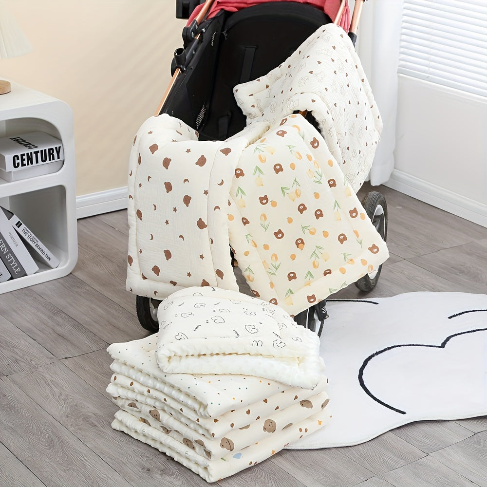 Almohadilla de muselina suave para cochecito con forro de terciopelo y diseño de hoja de hongo para bebés en colores mezclados