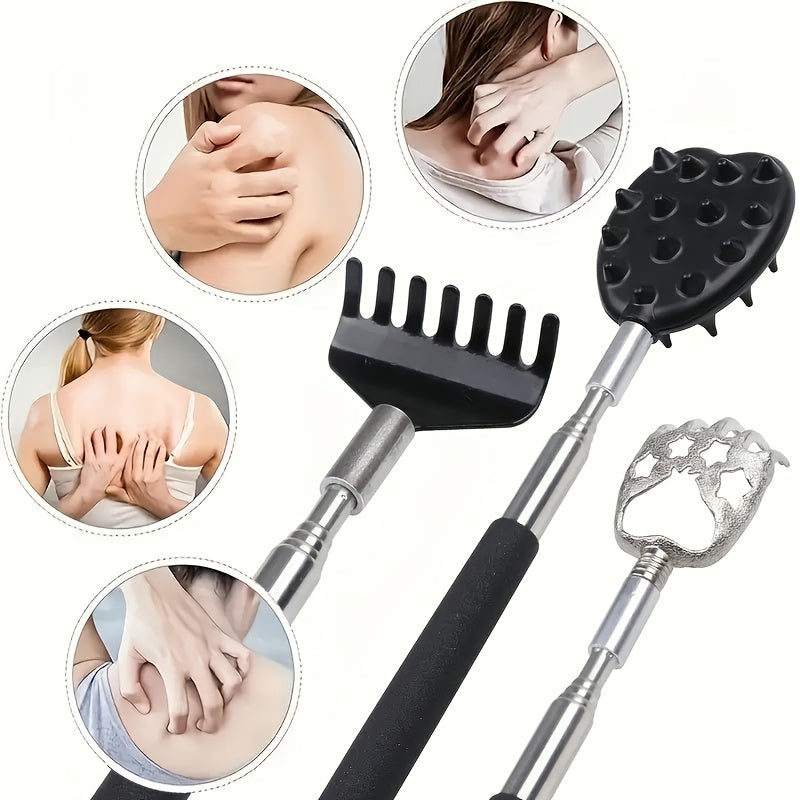 3 ta teleskopik qurilma, almashtiriladigan boshlar, ikki tomonlama skraper, metall tirnoq va burg'ulash bilan zanglamaydigan po'latdan yasalgan orqa qichqiruv to'plami. Erkaklar va ayollar uchun mos, tortib olinadigan va sozlanadigan. Ajoyib