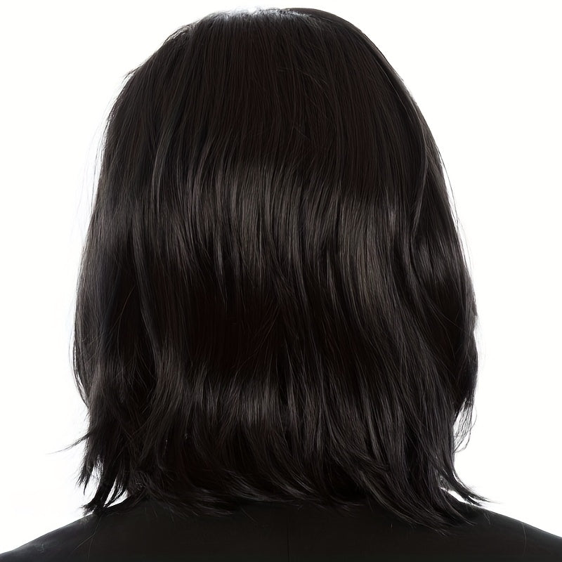 Short Curly Brown Wig for Men 40cm Halloween Costume Anime Accessory