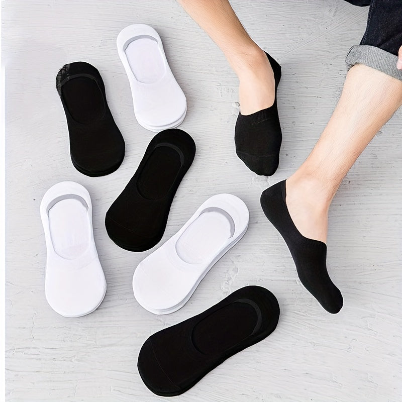 Men's Solid Color Boat Socks 5 Pairs Silicone Anti-Slip Low-Cut Summer Spring