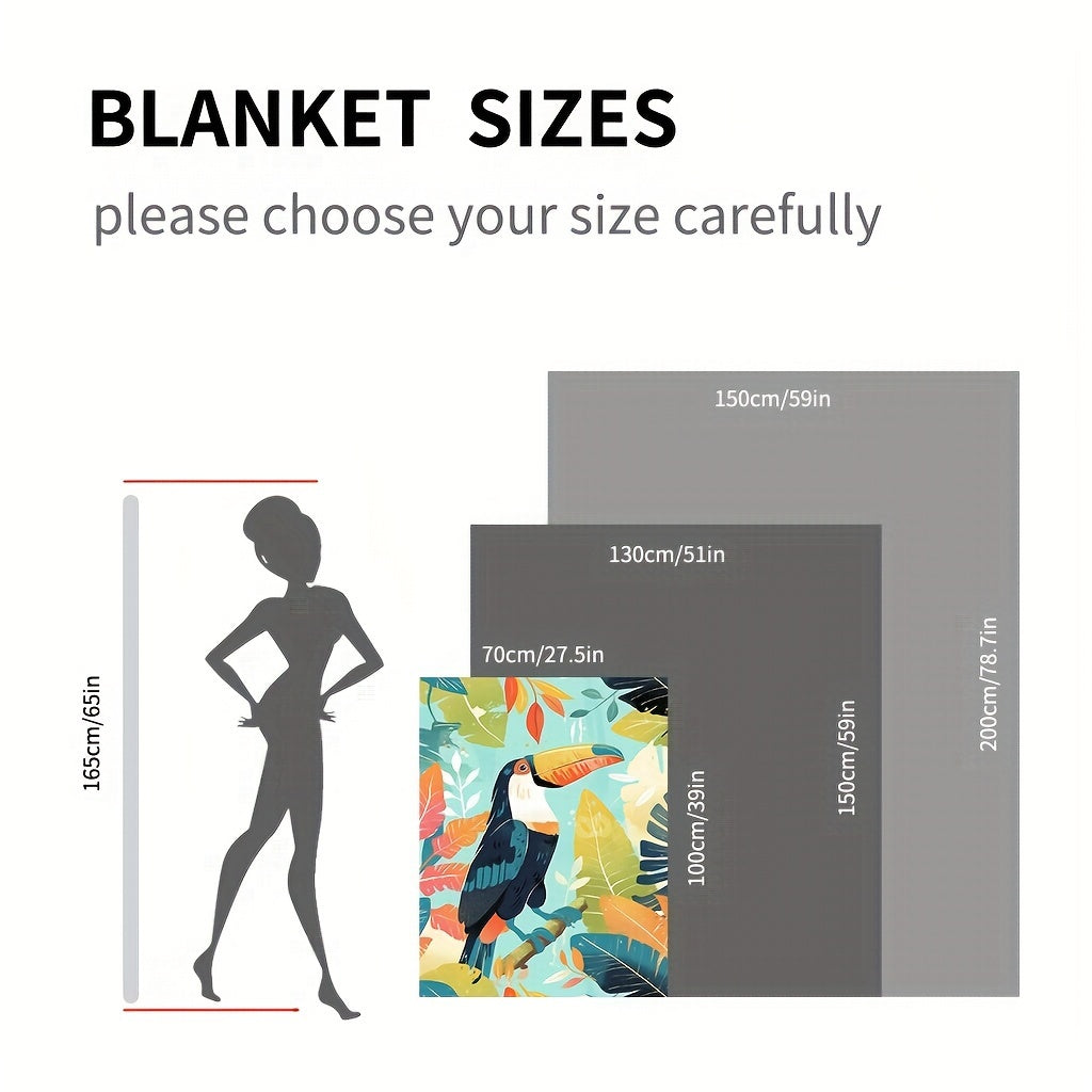 Lightweight Plush Flannel Blanket with Tropical Toucan Design for Home and Travel