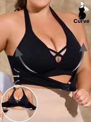 Plus Size Seamless Sports Bra Black Medium Support Yoga Running Gym