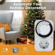 EU Plug 220V Mechanical 24 Hour Timer Outlet for Indoor Devices Lightings Lamps Aquarium Air Conditioner