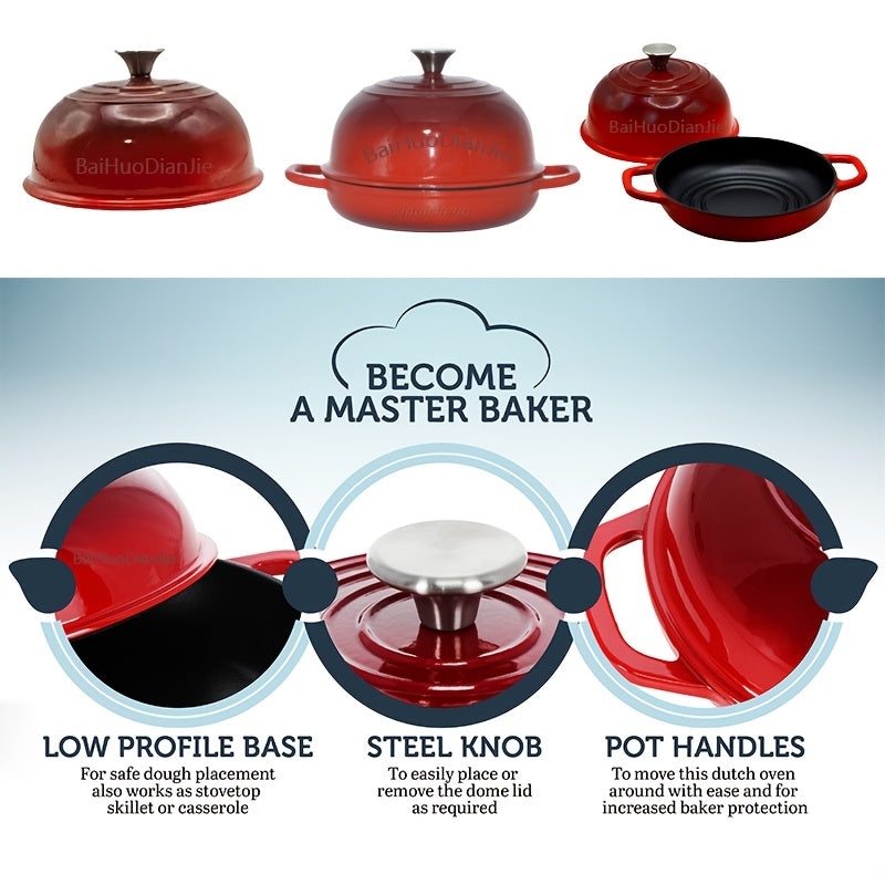 Enamel Cast Iron Loaf Pan with Lid 22.86cm Oven Safe Non-Toxic Durable