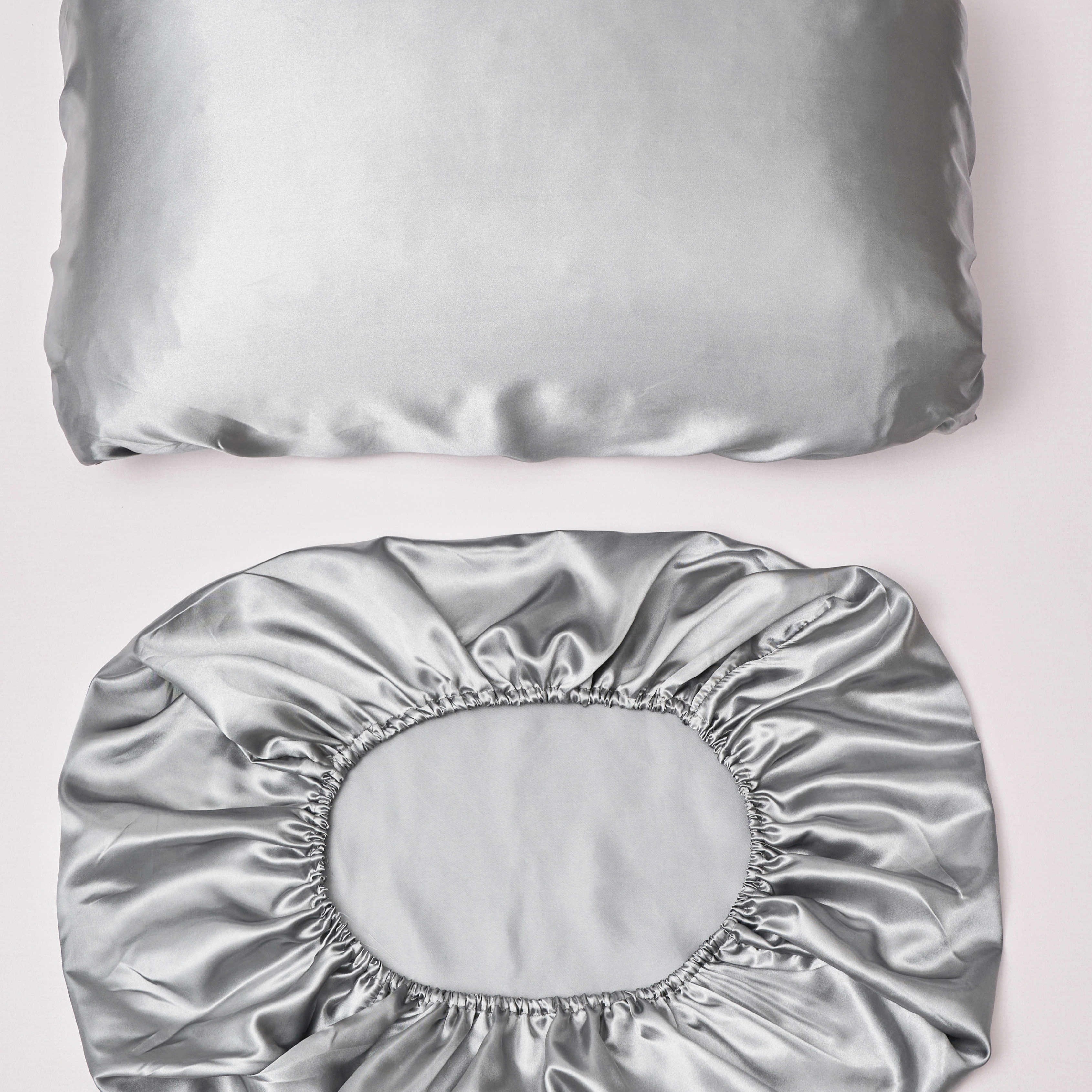 Satin Pillowcases Set of 2 with Elastic Bands, Soft Non-Slip Fabric for Bedroom
