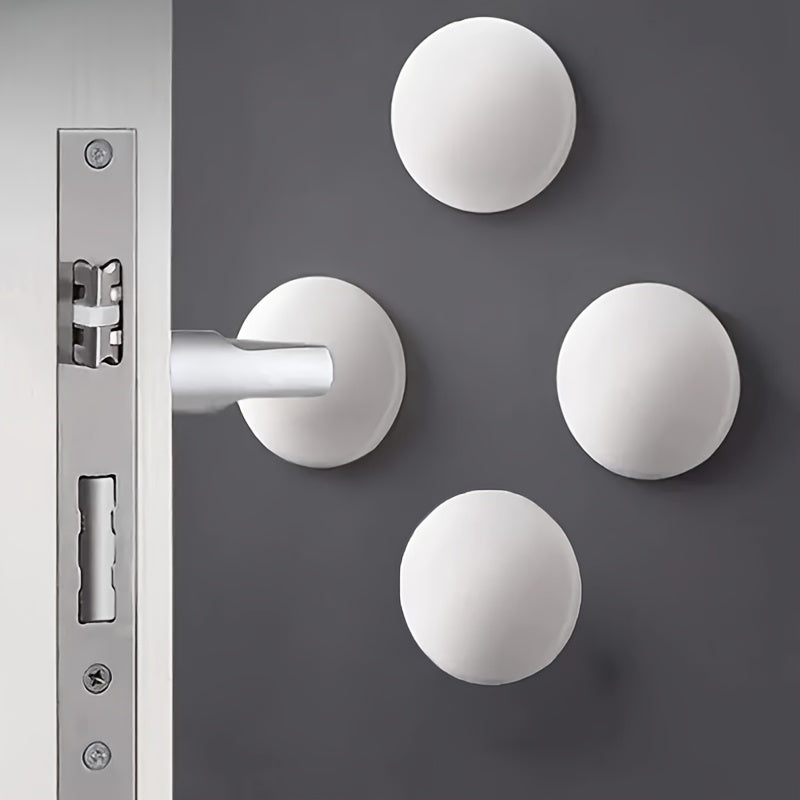 4 ta oq PVC dumaloq eshik tutqichlari uchun himoya to'plami, to'qnashuvlarni oldini olish uchun kuchaytirilgan bumper padlar, devorlar uchun mos, o'z-o'zidan yopishqoq stikerlar, quvvat talab qilinmaydi