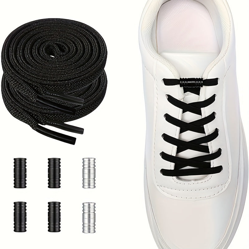 Unisex Nylon No-Tie Shoelaces with Adjustable Metal Buckles 1 Pair