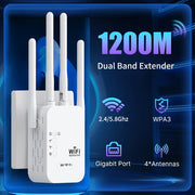 WiFi Booster Dual Band 1200Mbps with 4 Antennas and Ethernet Port