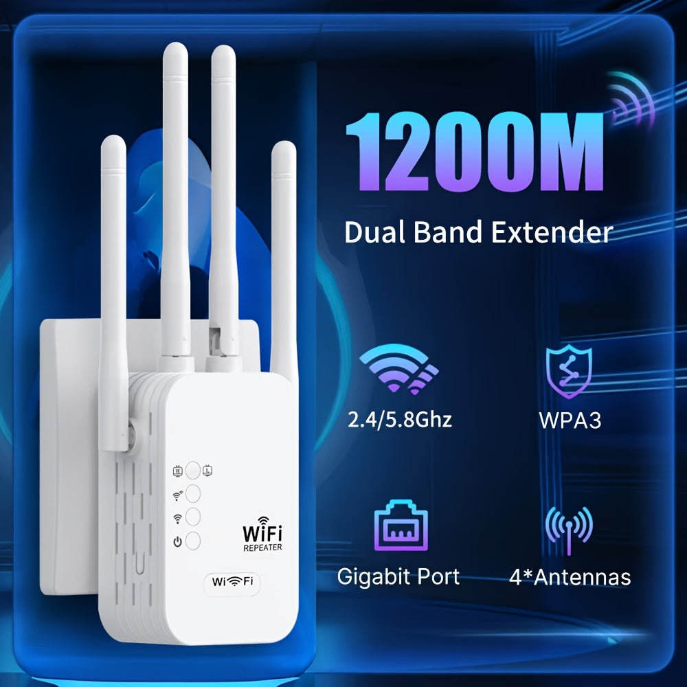 WiFi Booster Dual Band 1200Mbps with 4 Antennas and Ethernet Port