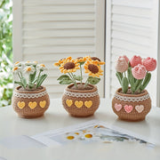 Handmade Crochet Tulip Bonsai Plant Decor Gift for Home Office Car