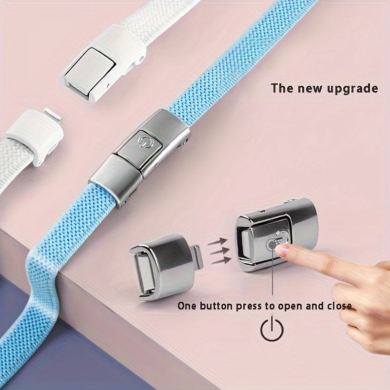 8pcs Metal Quick-Release Shoelace Buckles Easy Press-On Adjustable Fit