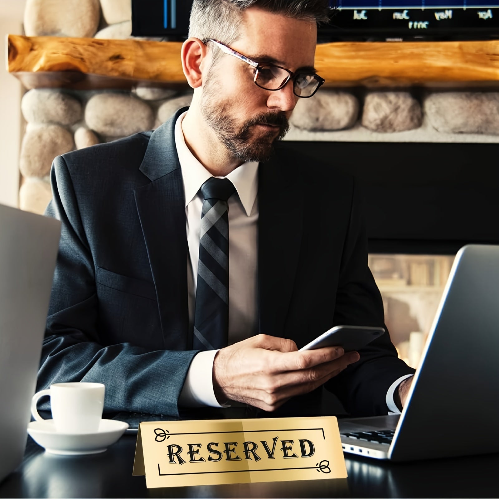 Acrylic Reserved Table Signs Set of 3 Waterproof Double-Sided Wedding Party Restaurant