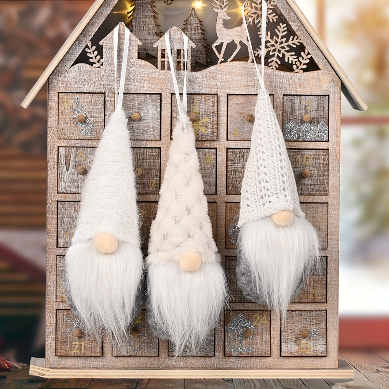 Set of 3 Christmas Gnome Ornaments for Holiday and Seasonal Decoration