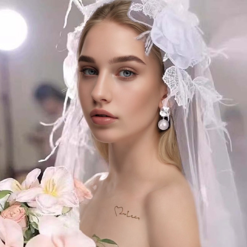 White Bridal Veil 62.99 Inch Long Hand Washable Wedding Headpiece for Engagements and Photos