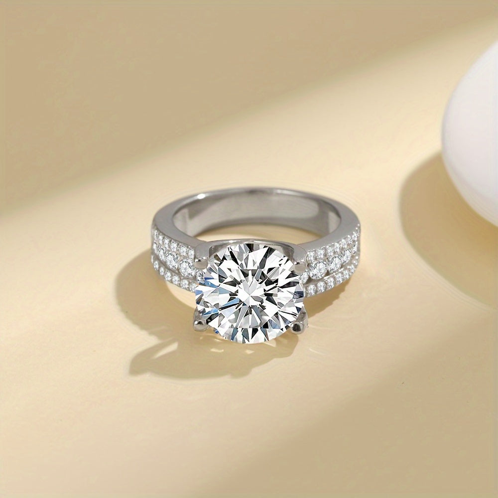 Vintage Moissanite Engagement Ring 5CT White Gold-Plated Sterling Silver Wedding Jewelry