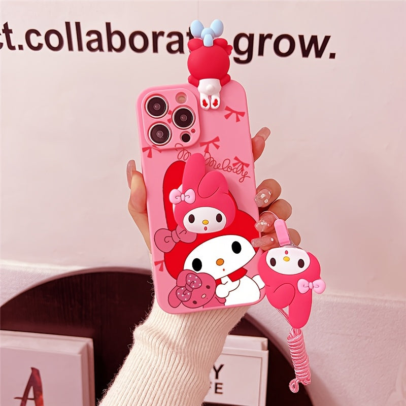 Cartoon Phone Case with Stand for iPhone TPU Soft Cover Fashionable and Cute