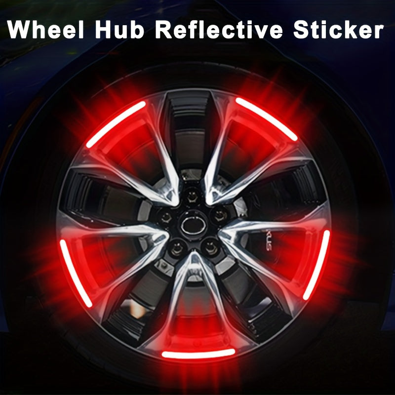 20pcs Reflective Wheel Hub Stickers Glow-in-the-Dark Safety Decals for Cars, Motorcycles, Bicycles