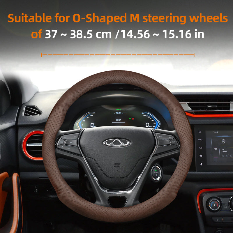 Universal Leather Steering Wheel Cover Breathable Thin Car Accessory Black Burgundy Brown