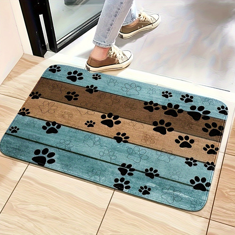 Dog Paw Print Entryway Mat Fast-Absorbing Quick-Dry Bath Rug Machine Washable Indoor Rug