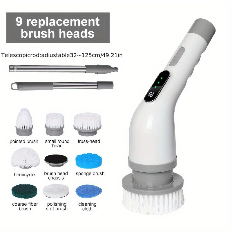 9-in-1 Multi-Functional Cleaning Brush with Adjustable Speed and Rechargeable Battery