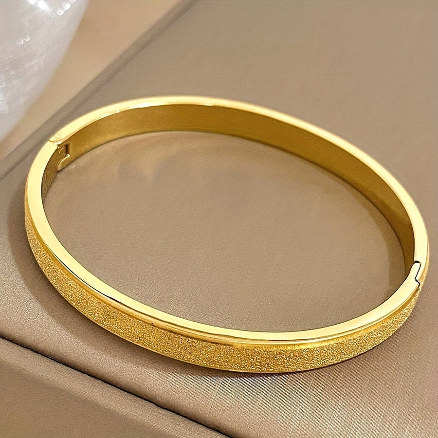 Frosted Stainless Steel Bangle Bracelet for Women Lightweight Jewelry Gift