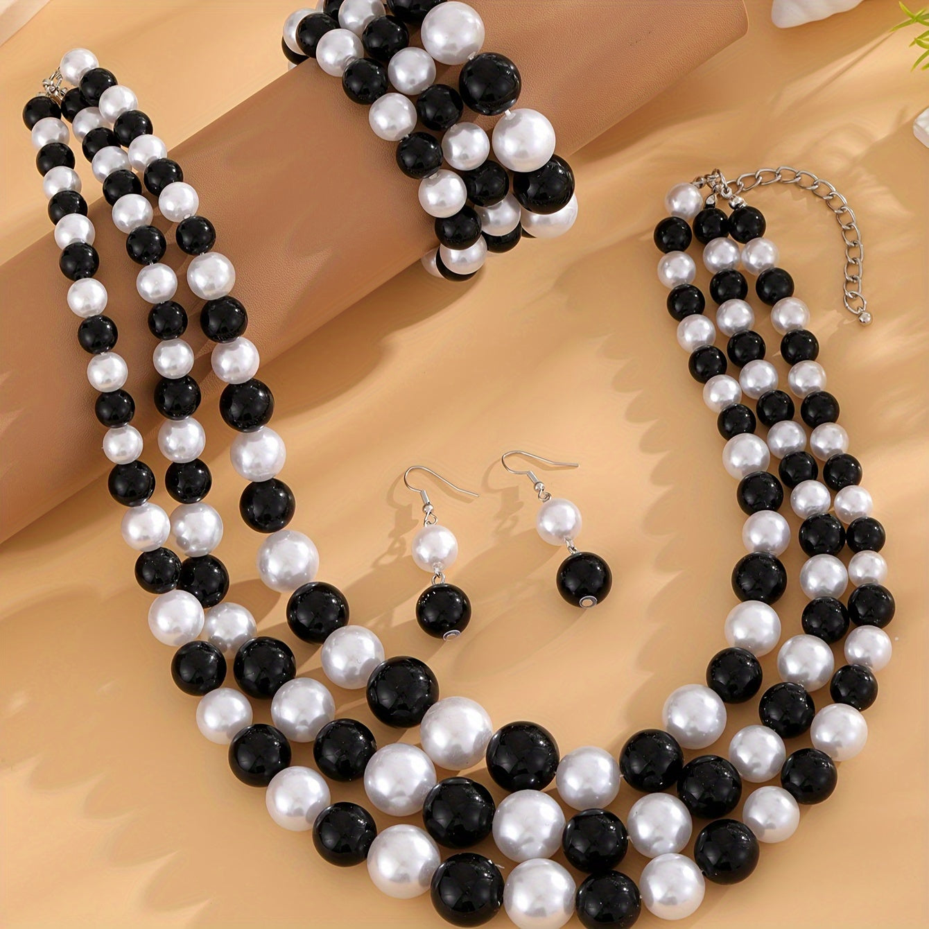 Black and White Pearl Necklace Set for Formal Events Elegant Jewelry