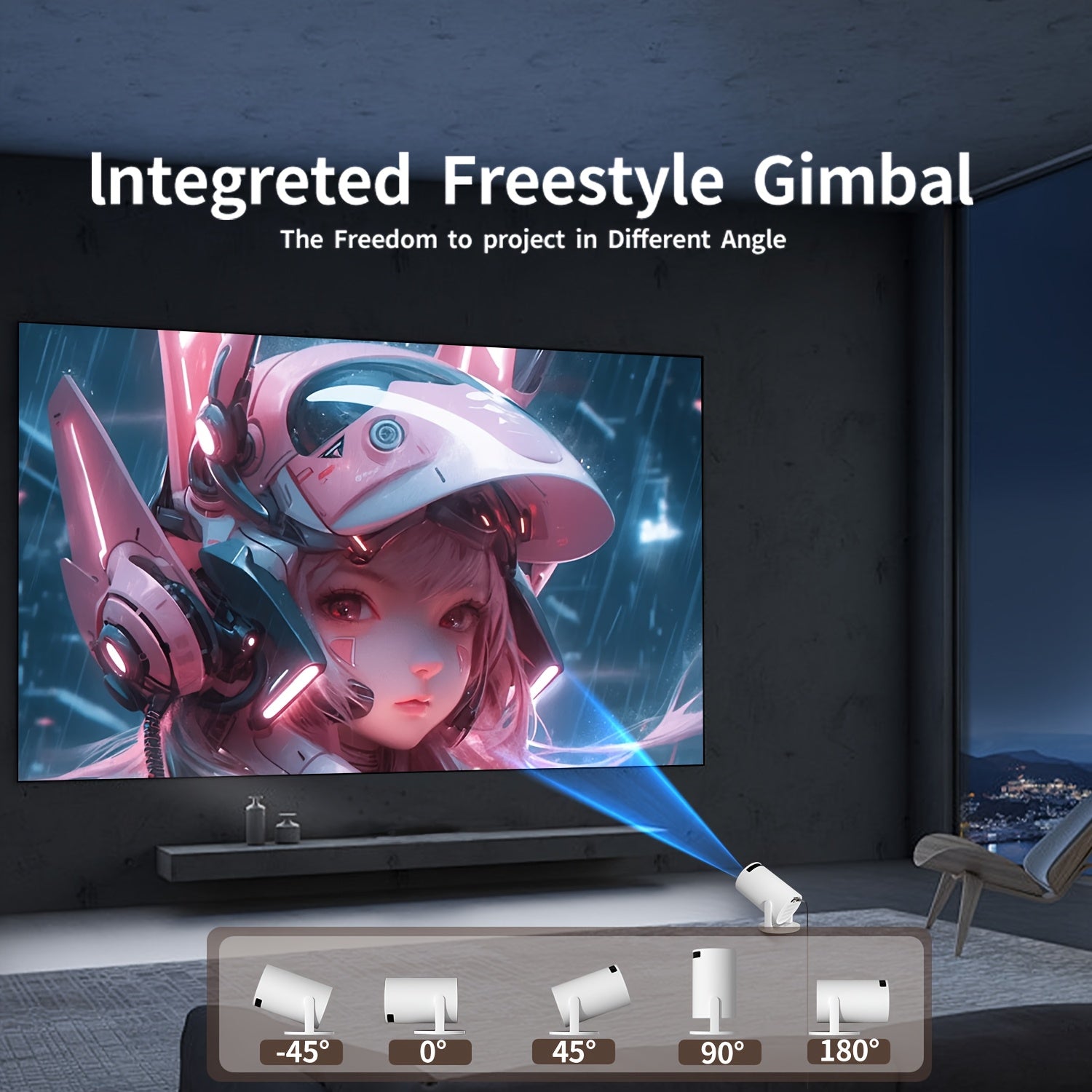 Compact 4K HD Mini Projector for Home Cinema and Streaming