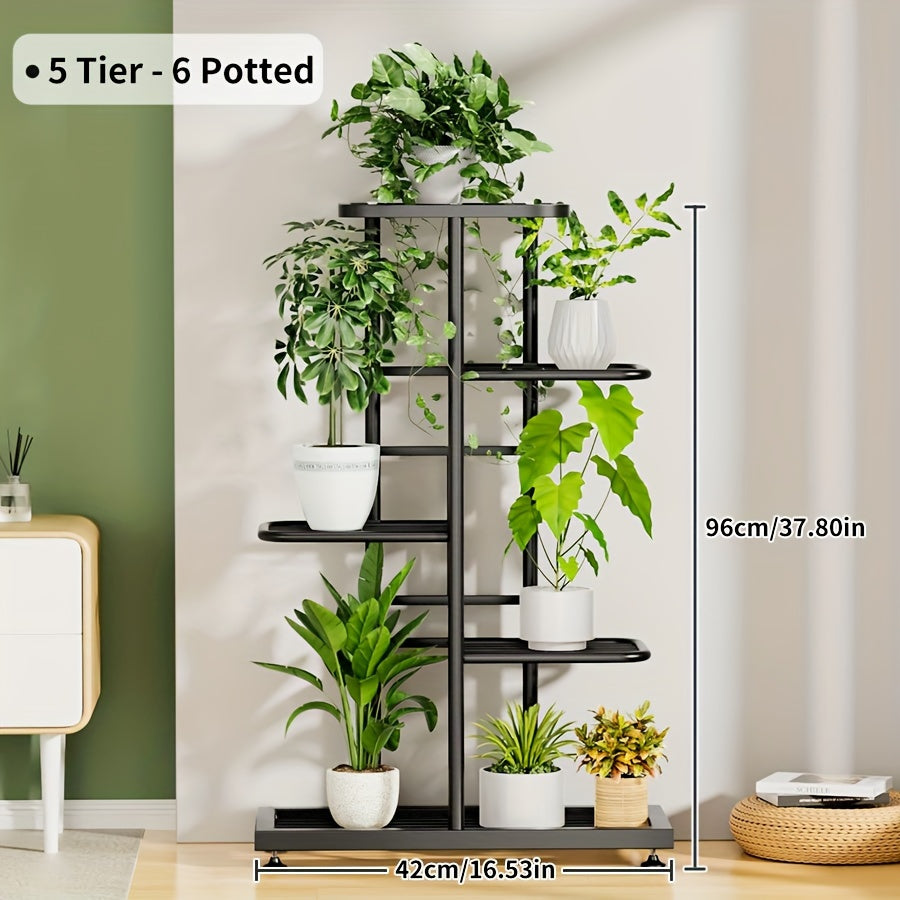 Iron 5-Layer Metal Plant Stand for Indoor and Outdoor Flower and Pot Display