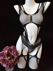 Women Sexy Body Stocking See Through Hollow Out Lingerie Plus Size