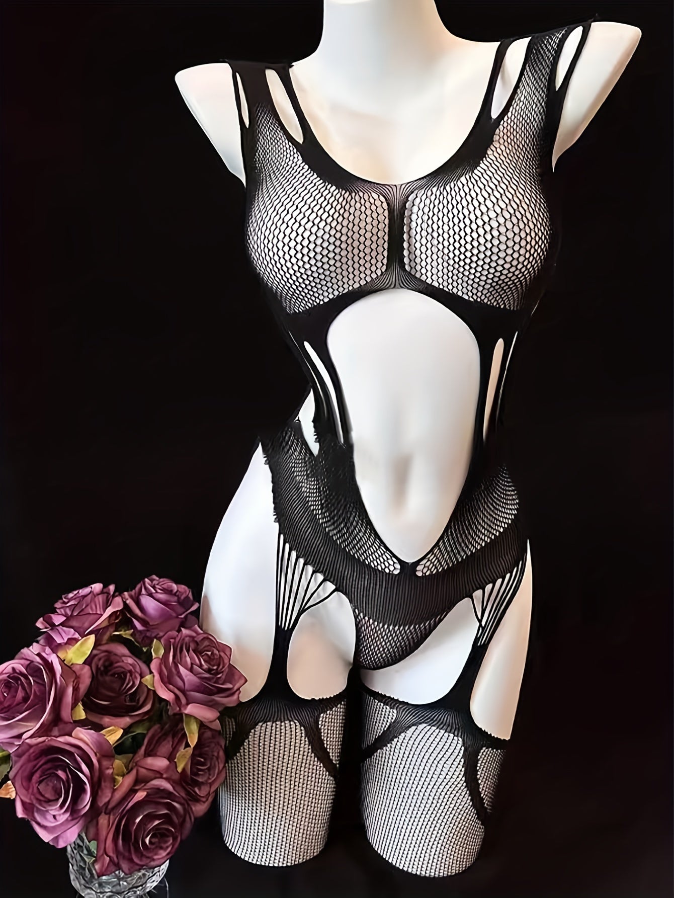 Women Sexy Body Stocking See Through Hollow Out Lingerie Plus Size