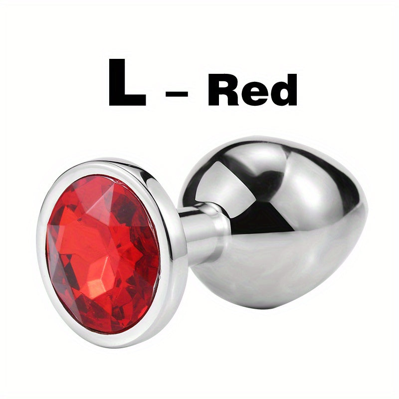 Adult Metal Anal Plug Butt Plug with Gem Base, Couples Sex Toy