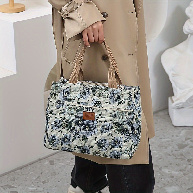 Thickened Knitted Jacquard Fabric Handbag for Office Shopping Outdoor Use in Red Black Khaki Green