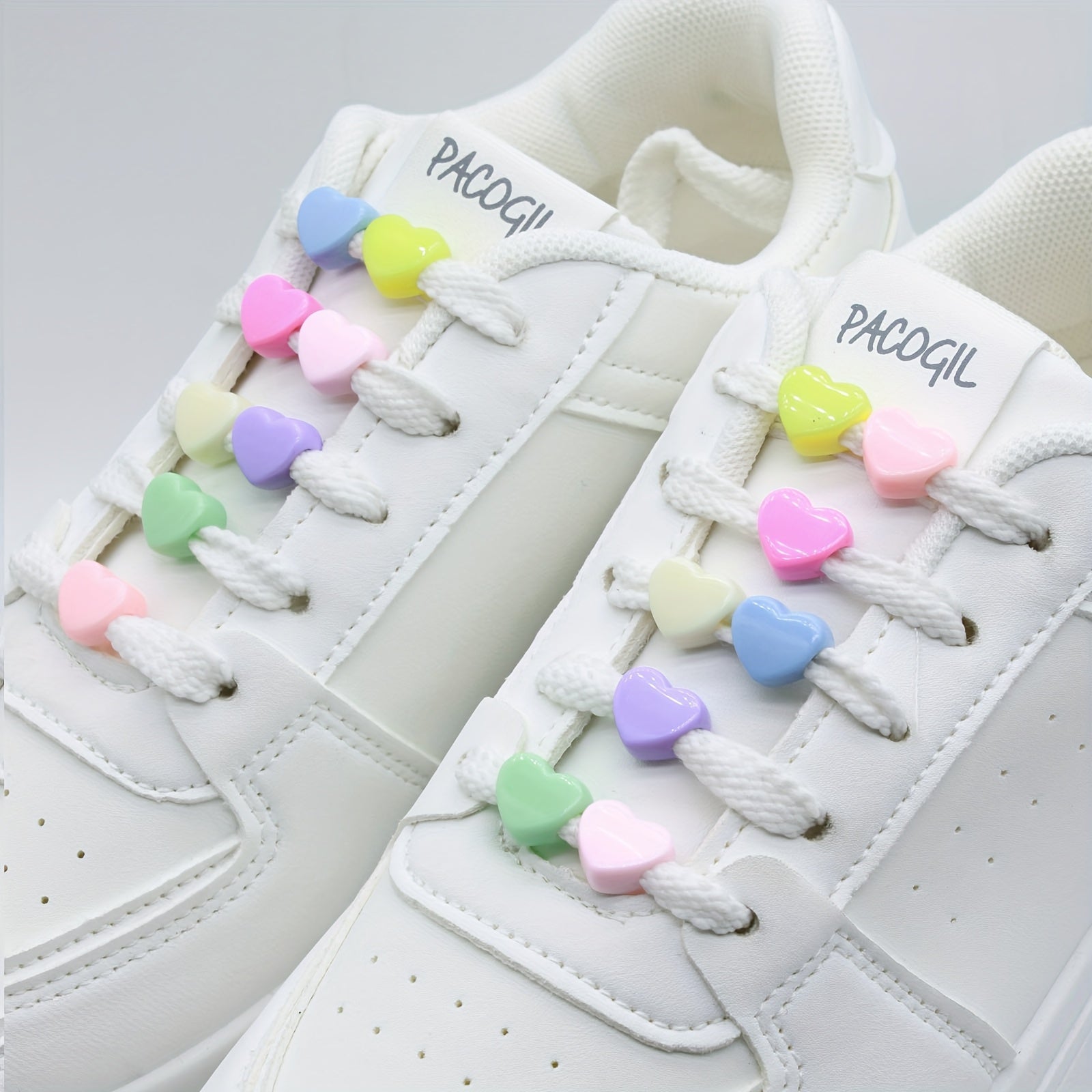 Kids Girl Colorful Heart Shoe Lace Charms 16Pcs Set