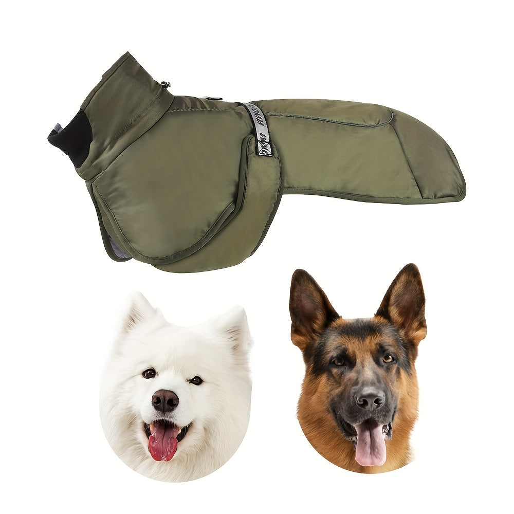 Waterproof Windproof Dog Jacket with Fleece Lining for Small to Large Breeds