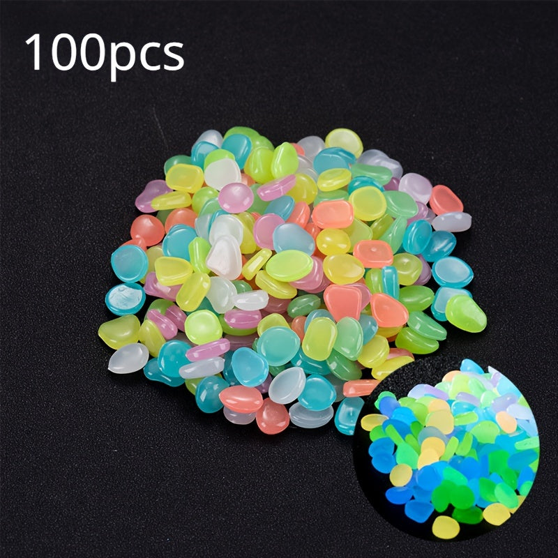 Glow-In-The-Dark Resin Pebbles for Garden Fish Tank Flower Pot Bonsai Decoration 50 or 100 Pieces