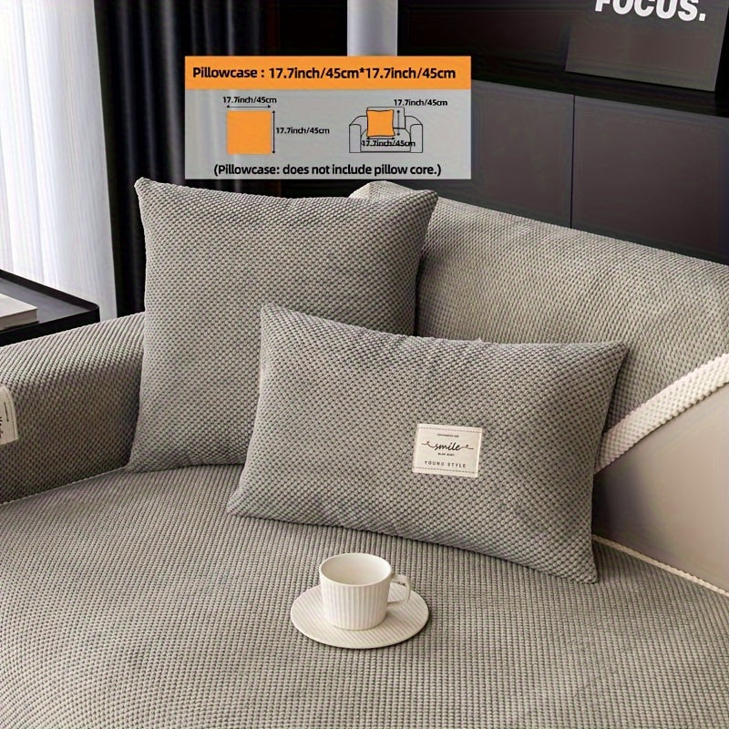 Hozirgi zamonaviy plush divan qopqog'i, barcha fasllar uchun korduroy chekkali