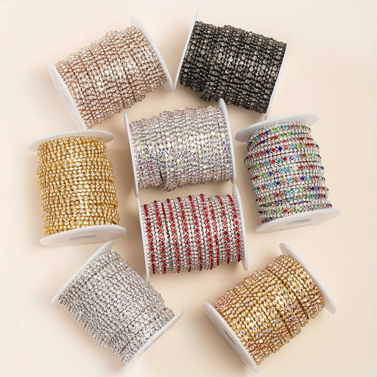 Multi-Color Rhinestone Chain 90cm Beaded Jewelry for Shoes Clothing and DIY Projects