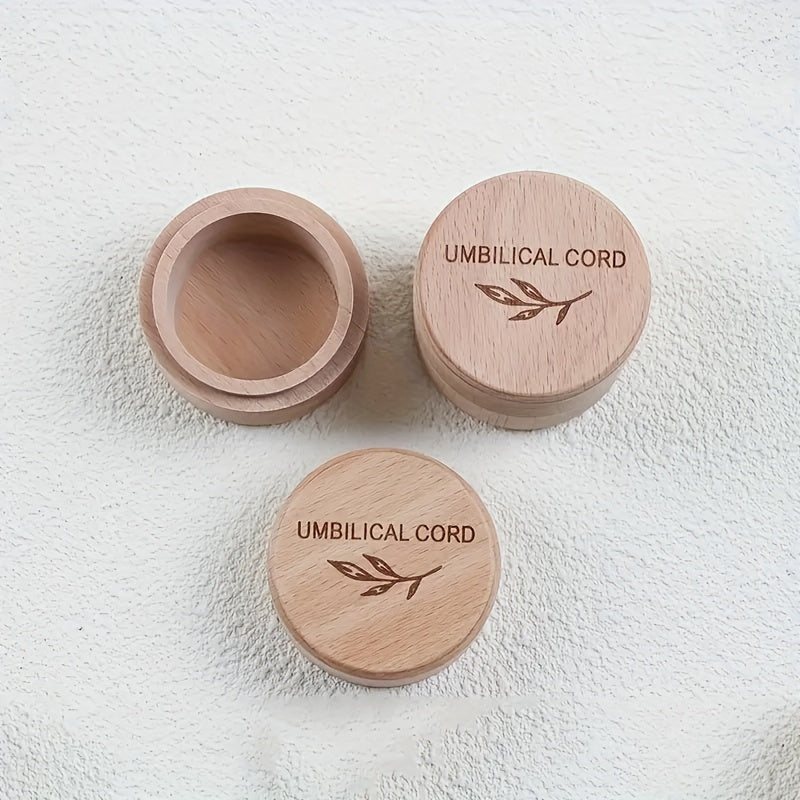 Yog'och esdalik qutisi umbilical simni saqlash uchun, gravirovka qilingan xotira konteyneri tug'ilgan kun yoki tug'ilgan kun sovg'asi uchun
