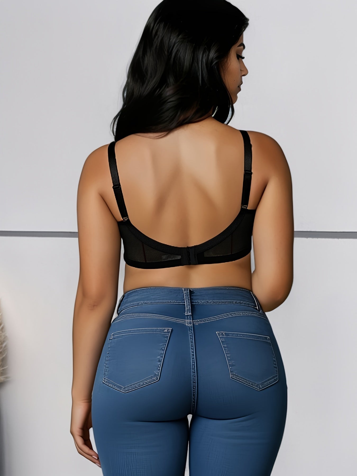 Women's Plus Size Underwire Bra Solid Color Knit Fabric Medium Stretch Support Push-Up