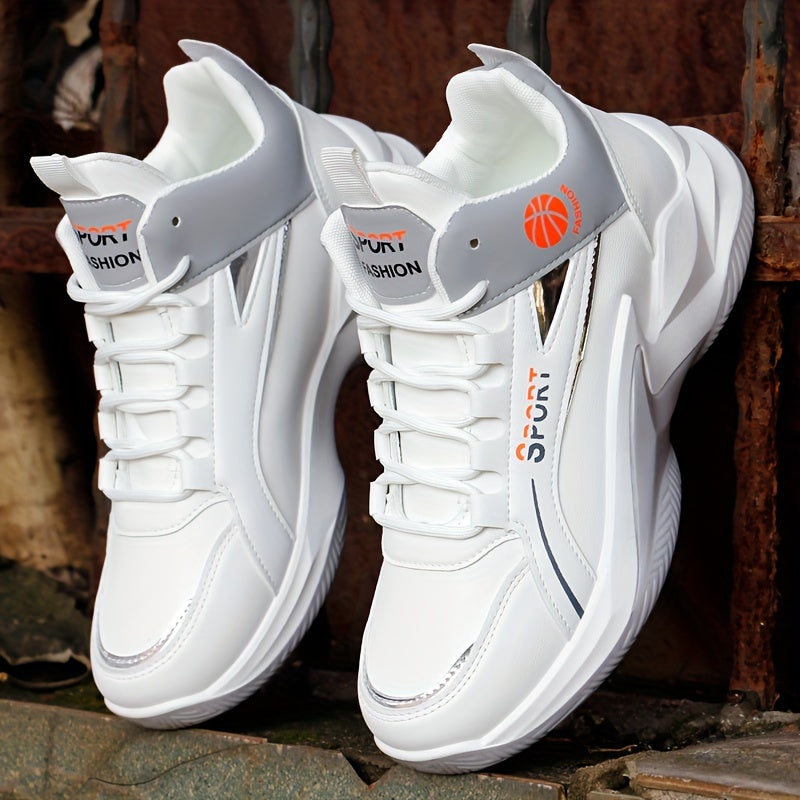 Men's High Top Basketball Shoes Microfiber Synthetic Leather Non-Slip Sole Casual Sneakers