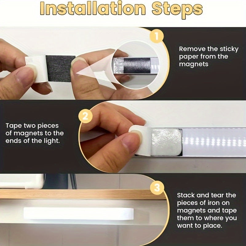 Magnetic Motion Sensor LED Light for Cabinets and RVs USB Rechargeable Adjustable Range White Warm Light