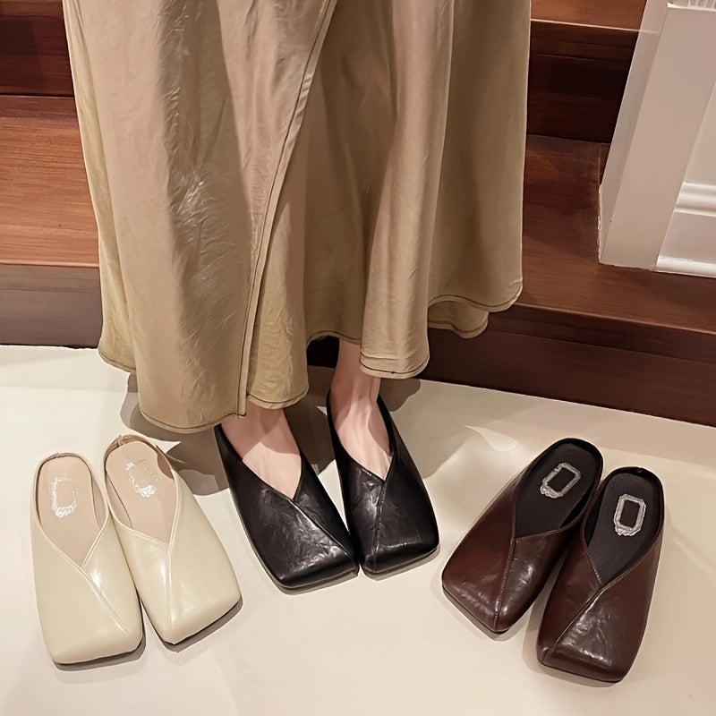 Women's Square Toe Loafers Slip-On All-Season Casual Shoes