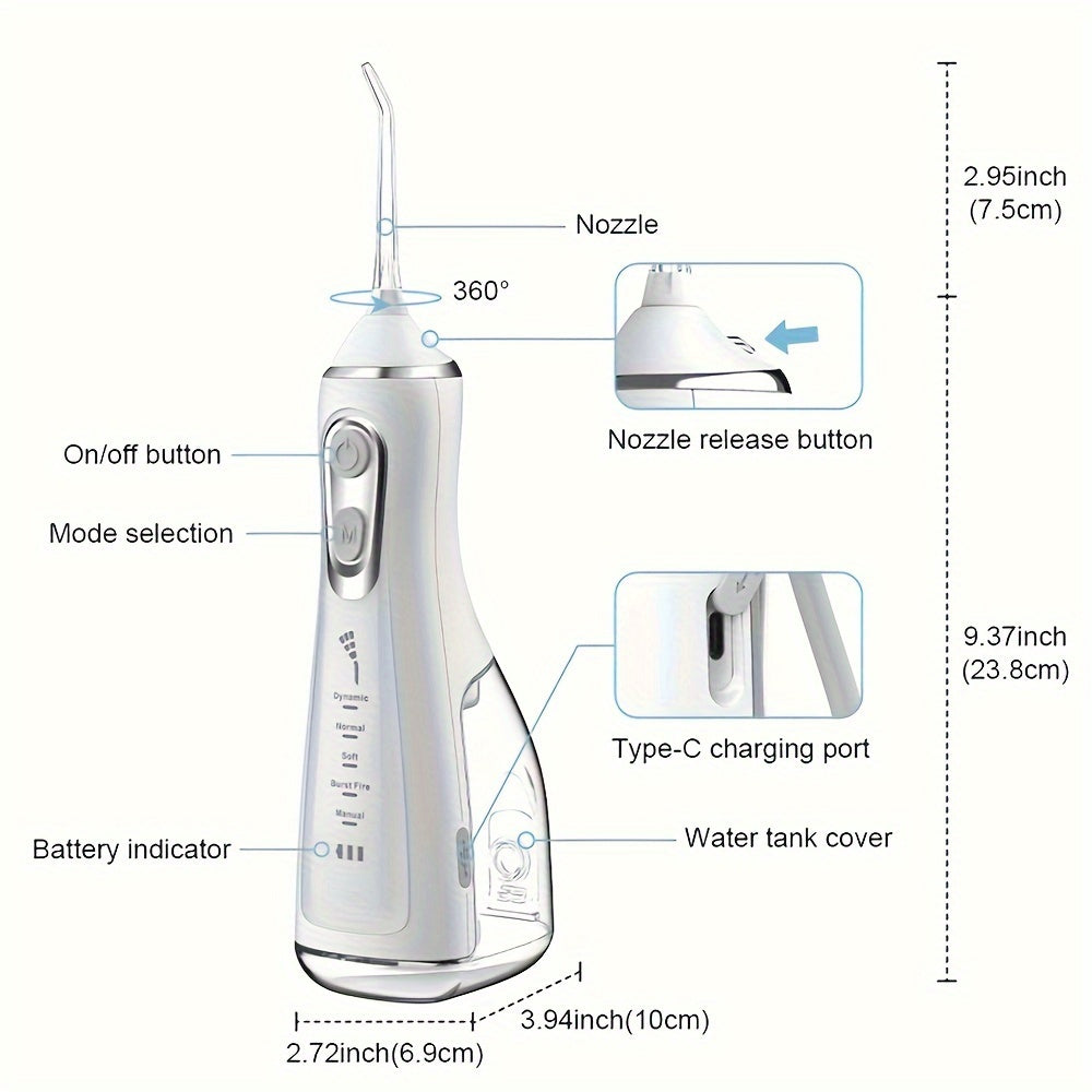 Rechargeable Water Flosser with USB Charging 5 Modes 360° Deep Cleaning for Men and Women