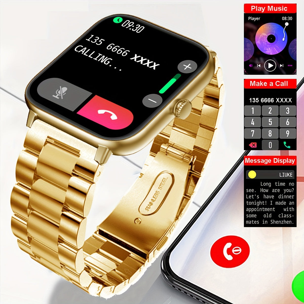 2024 Full Touch Smart Watch Phone 1.81-Inch Display Wireless Sync 100+ Sports Modes